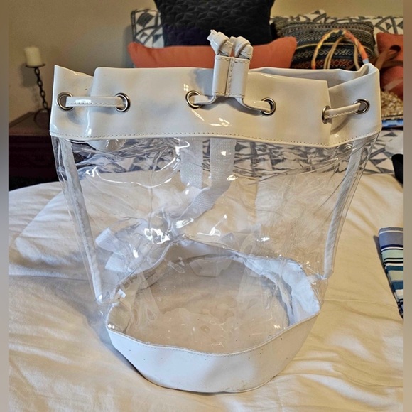 Handbags - Clear White Bucket Drawstring Tote Bag